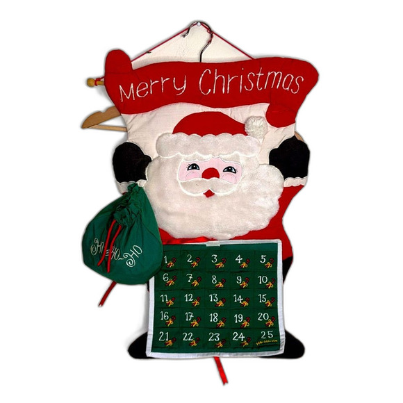 Vtg merry Christmas Santa advent calendar countdown with puffy felt pieces - Picture 1 of 9